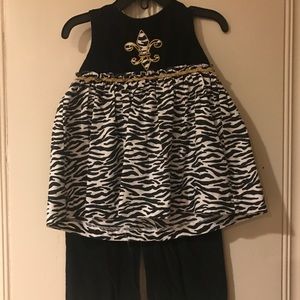 Girls Black/gold saints matching outfit